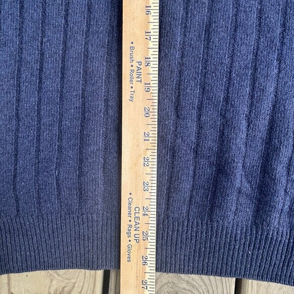 Hathaway Platinum Italy 100% Navy Geelong Lamb Wool Pullover 1/4 zip Sweater LG - Picture 10 of 11